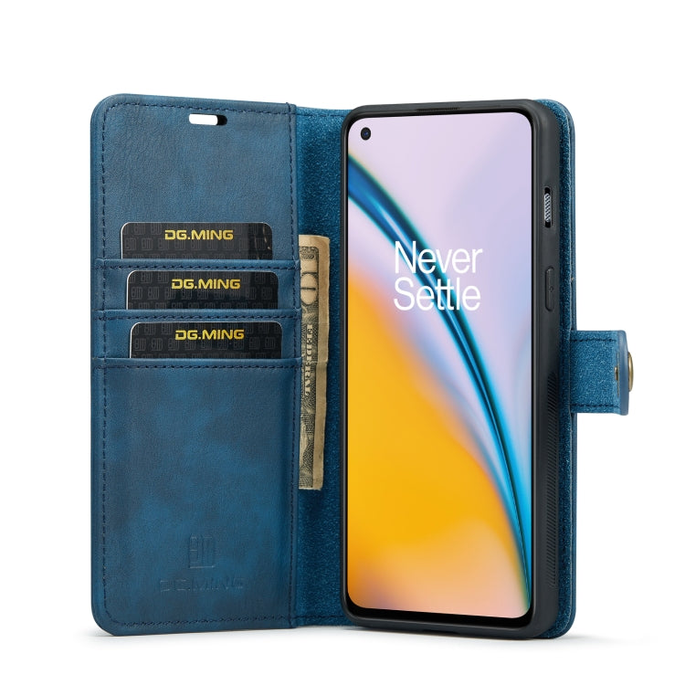 For OnePlus Nord N200 5G DG.MING Crazy Horse Texture Flip Detachable Magnetic Leather Case with Holder & Card Slots & Wallet(Blue) - OnePlus Cases by DG.MING | Online Shopping UK | buy2fix