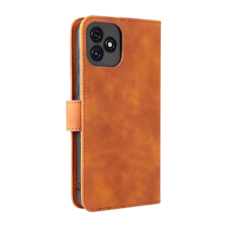 For Blackview Oscal C20 Solid Color Skin Feel Magnetic Buckle Horizontal Flip PU Phone Case(Brown) - More Brand by buy2fix | Online Shopping UK | buy2fix