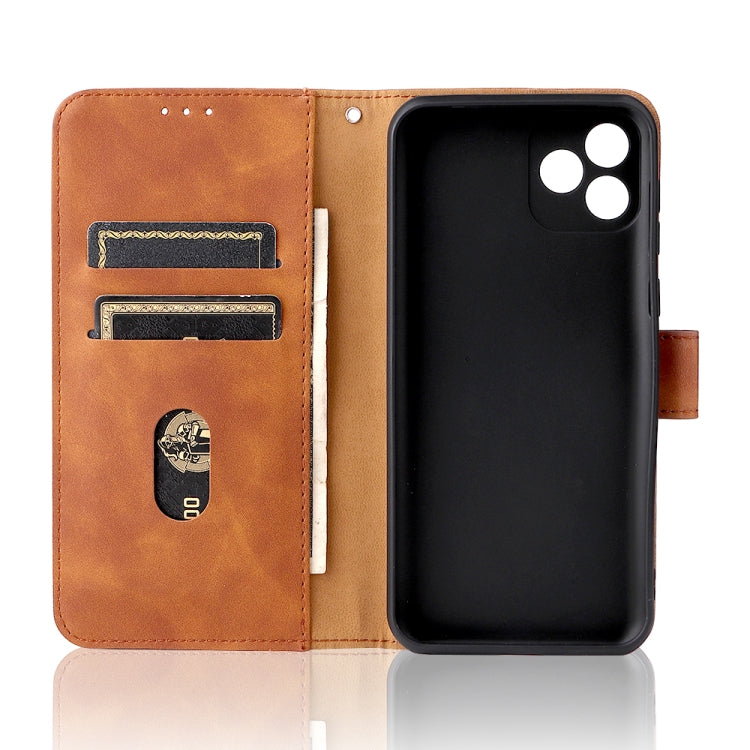 For Blackview Oscal C20 Solid Color Skin Feel Magnetic Buckle Horizontal Flip PU Phone Case(Brown) - More Brand by buy2fix | Online Shopping UK | buy2fix