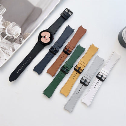 For Samsung Galaxy Watch4 40mm / 44mm Double-sided Leather Strap Watch Band(White) - Watch Bands by buy2fix | Online Shopping UK | buy2fix