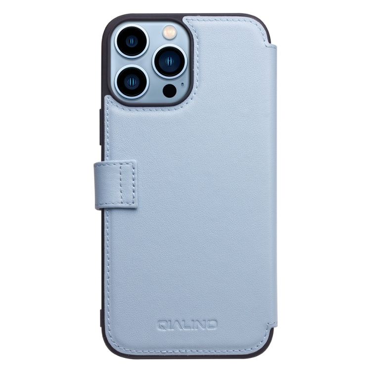 For iPhone 13 Pro QIALINO Magnetic Buckle Phone Leather Case with Card Slot (Sierra Blue) - iPhone 13 Pro Cases by QIALINO | Online Shopping UK | buy2fix