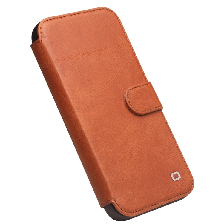 For iPhone 13 QIALINO Magnetic Buckle Phone Leather Case with Card Slot(Brown) - iPhone 13 Cases by QIALINO | Online Shopping UK | buy2fix