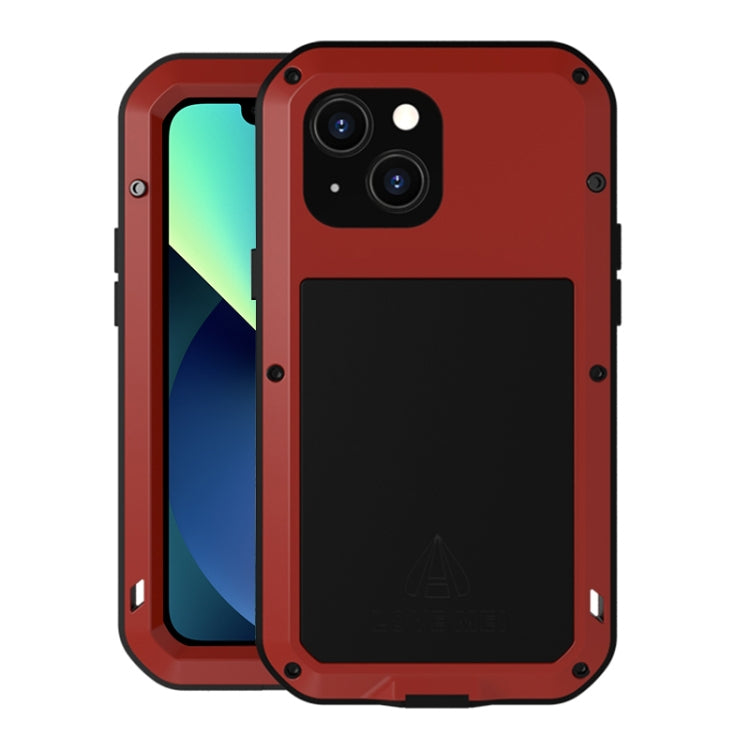 For iPhone 13 mini LOVE MEI Metal Shockproof Life Waterproof Dustproof Protective Phone Case (Red) - iPhone 13 mini Cases by LOVE MEI | Online Shopping UK | buy2fix