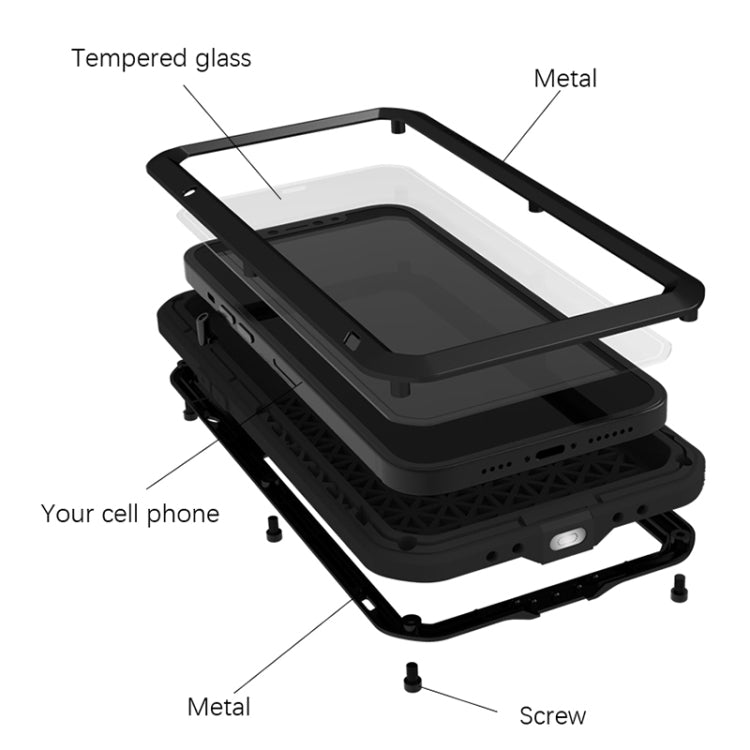 For iPhone 13 mini LOVE MEI Metal Shockproof Life Waterproof Dustproof Protective Phone Case (Red) by LOVE MEI