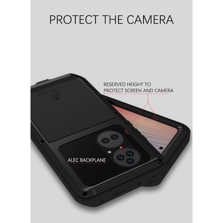 For Huawei P50 Pro LOVE MEI Metal Shockproof Waterproof Dustproof Protective Phone Case without Glass(Red) - Huawei Cases by LOVE MEI | Online Shopping UK | buy2fix