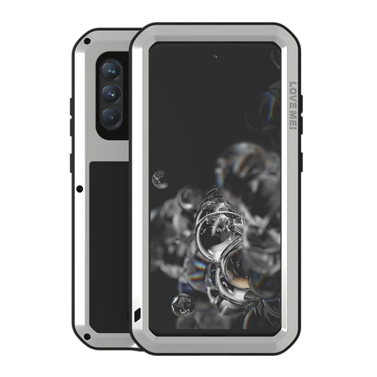 For Samsung Galaxy S21 FE LOVE MEI Metal Shockproof Waterproof Dustproof Protective Phone Case with Glass(Silver) by LOVE MEI