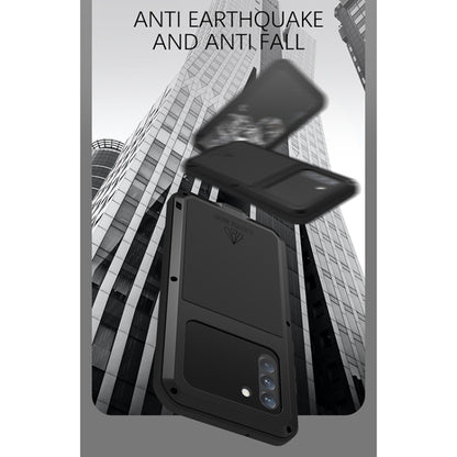 For Samsung Galaxy S21 FE LOVE MEI Metal Shockproof Waterproof Dustproof Protective Phone Case with Glass(Silver) by LOVE MEI