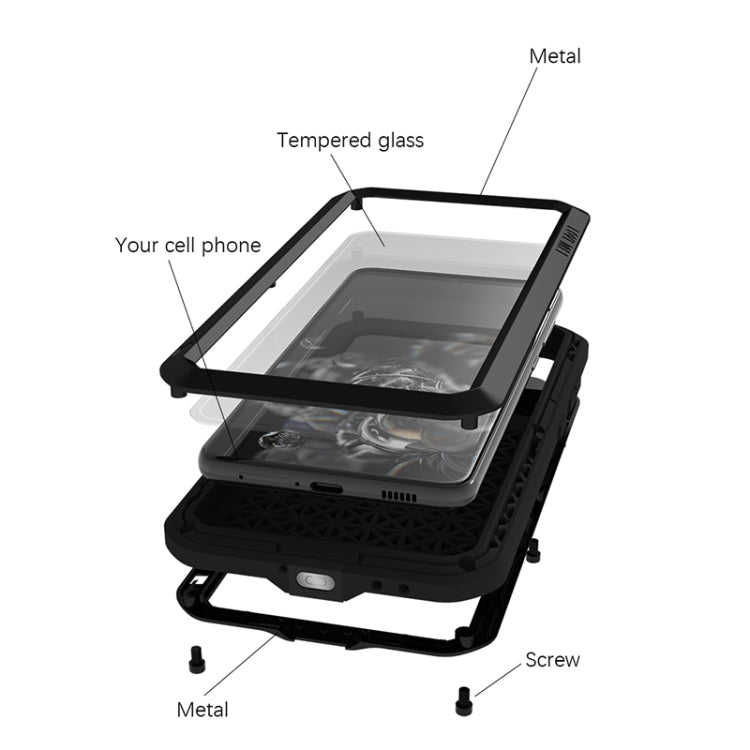 For Samsung Galaxy S21 FE LOVE MEI Metal Shockproof Waterproof Dustproof Protective Phone Case with Glass(Silver) by LOVE MEI