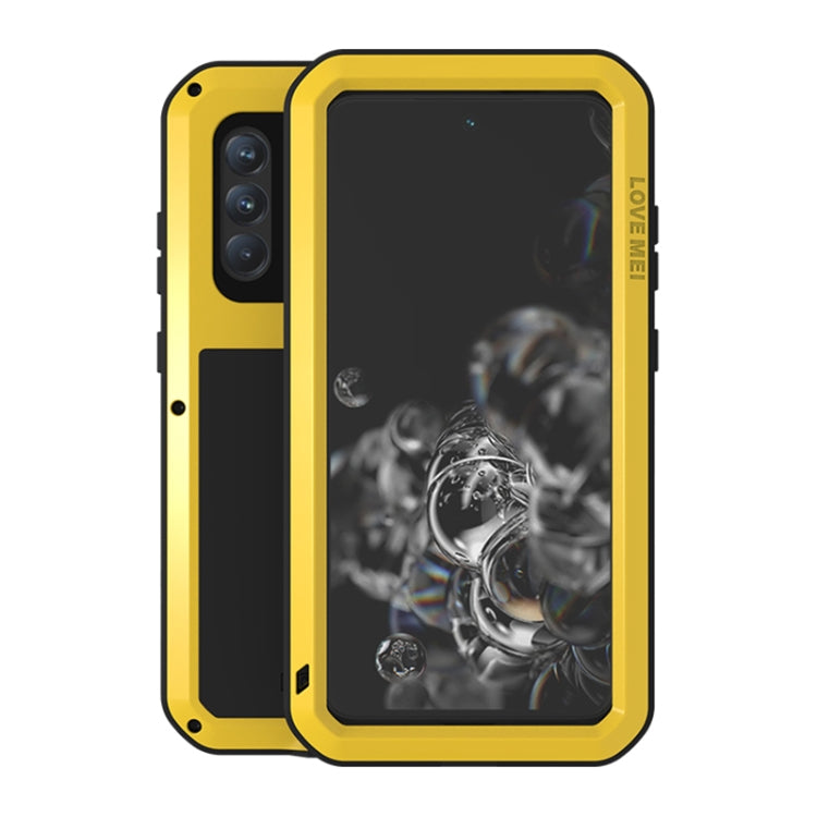 For Samsung Galaxy S21 FE LOVE MEI Metal Shockproof Waterproof Dustproof Protective Phone Case with Glass(Yellow) by LOVE MEI