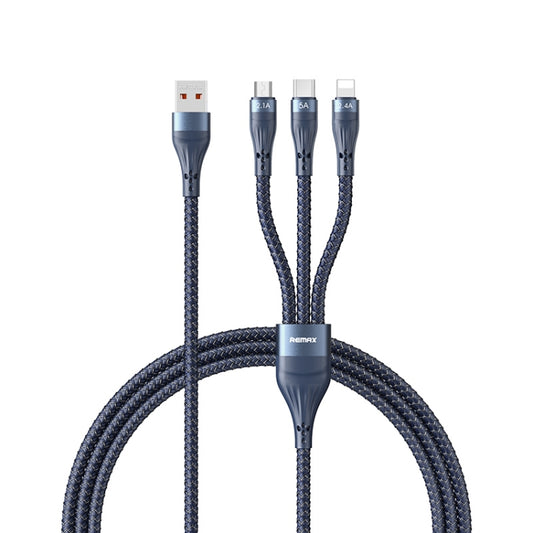 REMAX RC-199th Whirly Series 5A USB to USB-C / Type-C + 8 Pin + Micro USB Fast Charging Data Cable, Cable Length: 1.2m(Midnight Blue) - Multifunction Cable by REMAX | Online Shopping UK | buy2fix