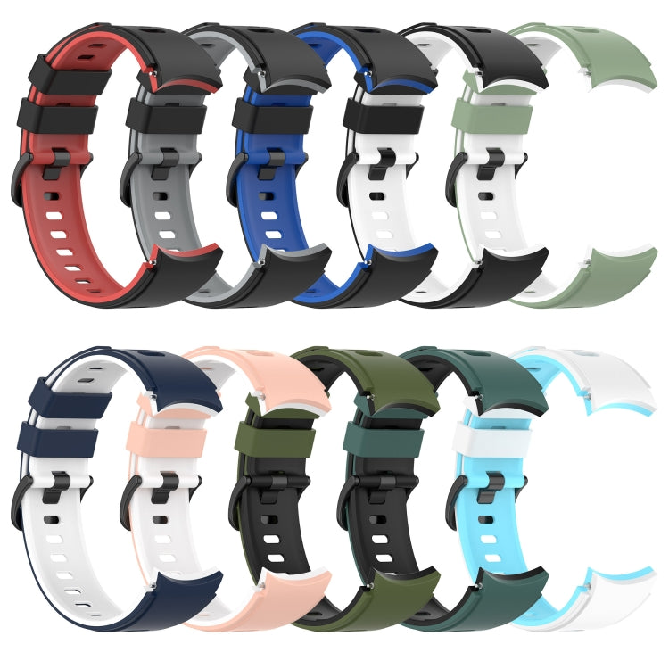 For Samsung Galaxy Watch4 Classic 42mm / 46mm Two-color Silicone Strap Watch Band(Midnight Blue White) - Watch Bands by buy2fix | Online Shopping UK | buy2fix