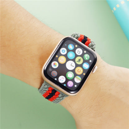 Adjustable Striped Woven Nylon Strap Watch Band For Apple Watch Series 9&8&7 41mm / SE 3&SE 2&6&SE&5&4 40mm / 3&2&1 38mm(Black White Purple) - Watch Bands by buy2fix | Online Shopping UK | buy2fix