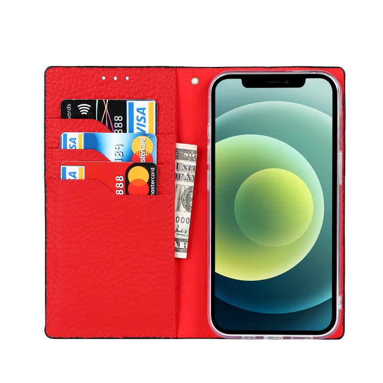 For iPhone 13 Litchi Texture Genuine Leather Phone Case With Lanyard & Holder & Card Slots & Wallet(Black) - iPhone 13 Cases by buy2fix | Online Shopping UK | buy2fix