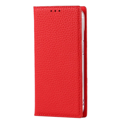 For iPhone 13 Litchi Texture Genuine Leather Phone Case With Lanyard & Holder & Card Slots & Wallet(Red) - iPhone 13 Cases by buy2fix | Online Shopping UK | buy2fix