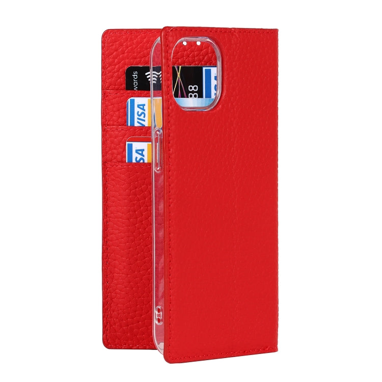 For iPhone 13 Litchi Texture Genuine Leather Phone Case With Lanyard & Holder & Card Slots & Wallet(Red) - iPhone 13 Cases by buy2fix | Online Shopping UK | buy2fix