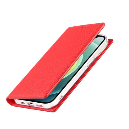 For iPhone 13 Litchi Texture Genuine Leather Phone Case With Lanyard & Holder & Card Slots & Wallet(Red) - iPhone 13 Cases by buy2fix | Online Shopping UK | buy2fix