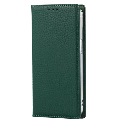 For iPhone 13 Litchi Texture Genuine Leather Phone Case With Lanyard & Holder & Card Slots & Wallet(Dark Green) - iPhone 13 Cases by buy2fix | Online Shopping UK | buy2fix