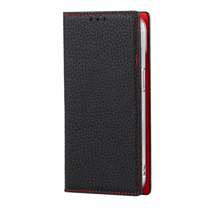 For iPhone 13 mini Litchi Texture Genuine Leather Phone Case With Lanyard & Holder & Card Slots & Wallet (Black) - iPhone 13 mini Cases by buy2fix | Online Shopping UK | buy2fix