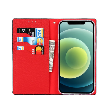 For iPhone 13 mini Litchi Texture Genuine Leather Phone Case With Lanyard & Holder & Card Slots & Wallet (Black) - iPhone 13 mini Cases by buy2fix | Online Shopping UK | buy2fix