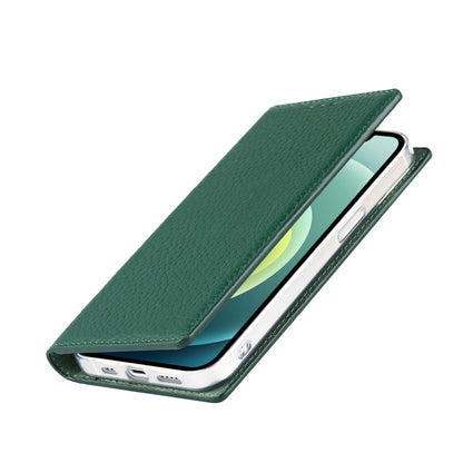 For iPhone 13 mini Litchi Texture Genuine Leather Phone Case With Lanyard & Holder & Card Slots & Wallet (Dark Green) - iPhone 13 mini Cases by buy2fix | Online Shopping UK | buy2fix
