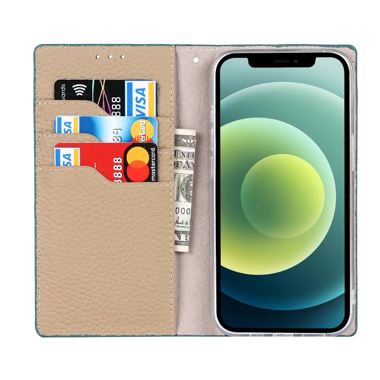 For iPhone 13 mini Litchi Texture Genuine Leather Phone Case With Lanyard & Holder & Card Slots & Wallet (Sky Blue) - iPhone 13 mini Cases by buy2fix | Online Shopping UK | buy2fix