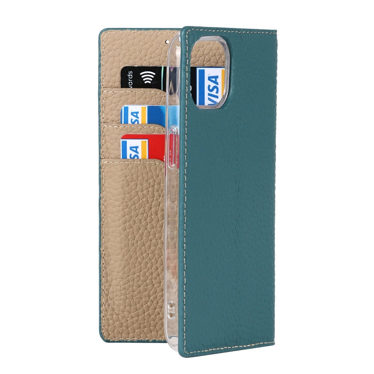 For iPhone 13 mini Litchi Texture Genuine Leather Phone Case With Lanyard & Holder & Card Slots & Wallet (Sky Blue) - iPhone 13 mini Cases by buy2fix | Online Shopping UK | buy2fix