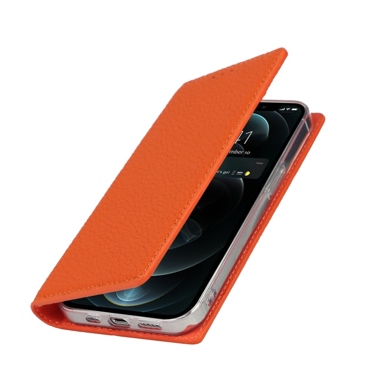 For iPhone 13 Pro Litchi Texture Genuine Leather Phone Case With Lanyard & Holder & Card Slots & Wallet (Orange) - iPhone 13 Pro Cases by buy2fix | Online Shopping UK | buy2fix