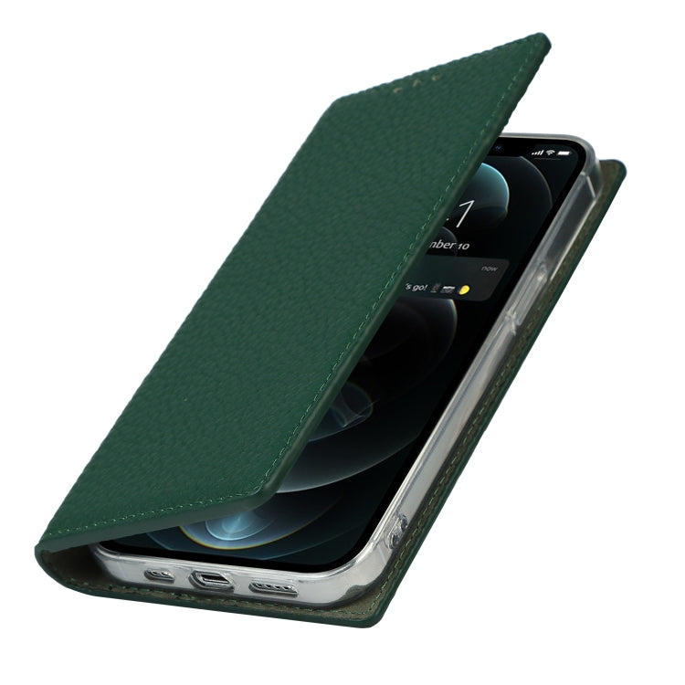 For iPhone 13 Pro Litchi Texture Genuine Leather Phone Case With Lanyard & Holder & Card Slots & Wallet (Dark Green) - iPhone 13 Pro Cases by buy2fix | Online Shopping UK | buy2fix