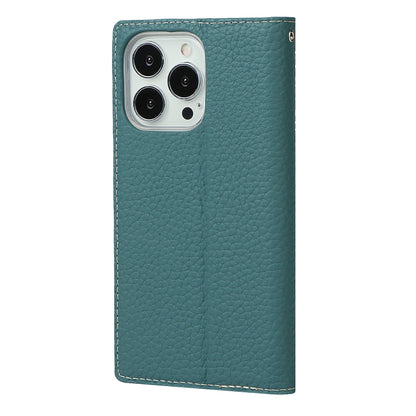 For iPhone 13 Pro Litchi Texture Genuine Leather Phone Case With Lanyard & Holder & Card Slots & Wallet (Sky Blue) - iPhone 13 Pro Cases by buy2fix | Online Shopping UK | buy2fix