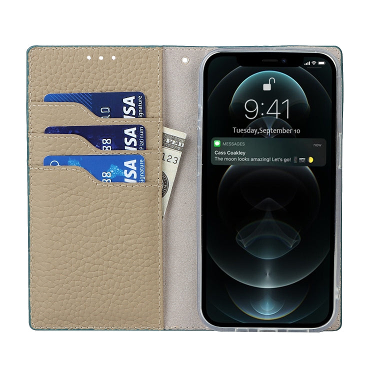 For iPhone 13 Pro Litchi Texture Genuine Leather Phone Case With Lanyard & Holder & Card Slots & Wallet (Sky Blue) - iPhone 13 Pro Cases by buy2fix | Online Shopping UK | buy2fix