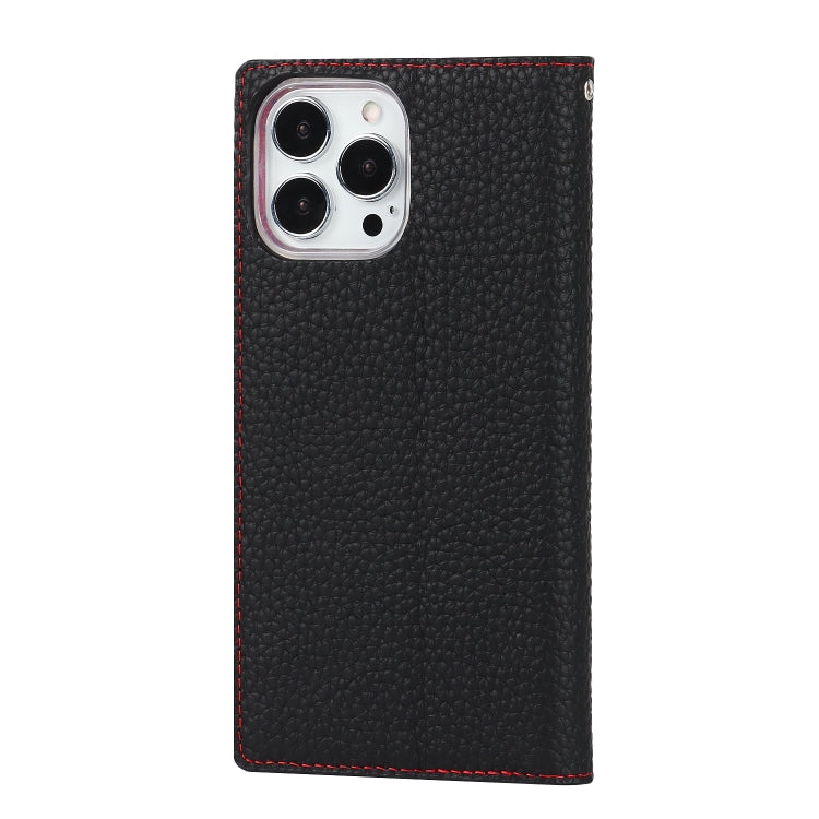 For iPhone 13 Pro Max Litchi Texture Genuine Leather Phone Case With Lanyard & Holder & Card Slots & Wallet (Black) - iPhone 13 Pro Max Cases by buy2fix | Online Shopping UK | buy2fix