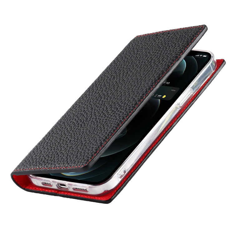 For iPhone 13 Pro Max Litchi Texture Genuine Leather Phone Case With Lanyard & Holder & Card Slots & Wallet (Black) - iPhone 13 Pro Max Cases by buy2fix | Online Shopping UK | buy2fix