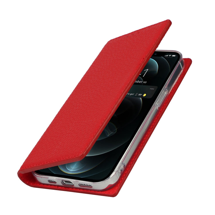 For iPhone 13 Pro Max Litchi Texture Genuine Leather Phone Case With Lanyard & Holder & Card Slots & Wallet (Red) - iPhone 13 Pro Max Cases by buy2fix | Online Shopping UK | buy2fix