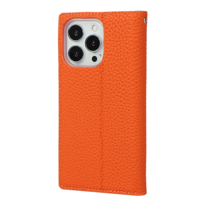 For iPhone 13 Pro Max Litchi Texture Genuine Leather Phone Case With Lanyard & Holder & Card Slots & Wallet (Orange) - iPhone 13 Pro Max Cases by buy2fix | Online Shopping UK | buy2fix