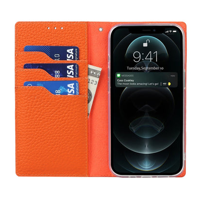 For iPhone 13 Pro Max Litchi Texture Genuine Leather Phone Case With Lanyard & Holder & Card Slots & Wallet (Orange) - iPhone 13 Pro Max Cases by buy2fix | Online Shopping UK | buy2fix