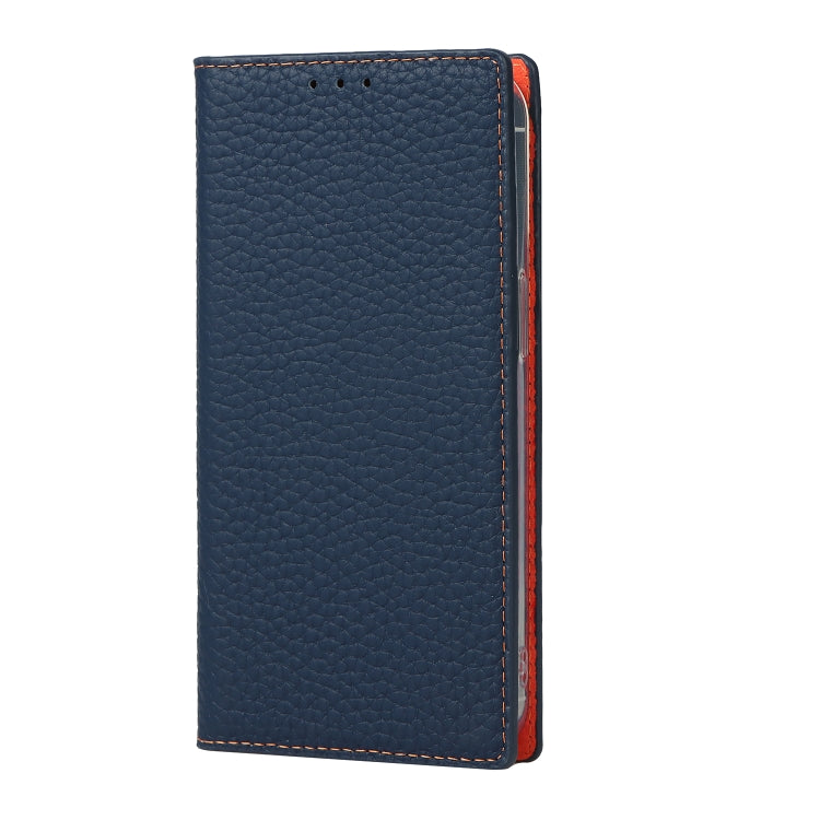 For iPhone 13 Pro Max Litchi Texture Genuine Leather Phone Case With Lanyard & Holder & Card Slots & Wallet (Dark Blue) - iPhone 13 Pro Max Cases by buy2fix | Online Shopping UK | buy2fix