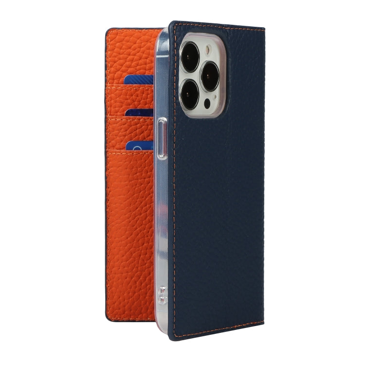 For iPhone 13 Pro Max Litchi Texture Genuine Leather Phone Case With Lanyard & Holder & Card Slots & Wallet (Dark Blue) - iPhone 13 Pro Max Cases by buy2fix | Online Shopping UK | buy2fix