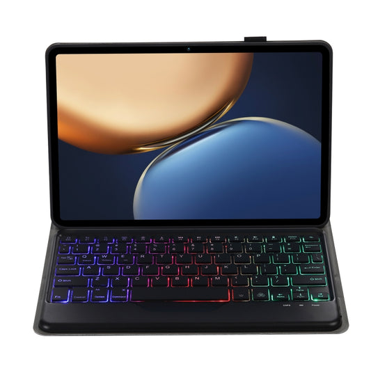AHV7-BS Lambskin Texture Tri-color Backlight Bluetooth Keyboard Leather Tablet Case For Honor Pad V8 / Tablet V7 Pro(Black) by buy2fix