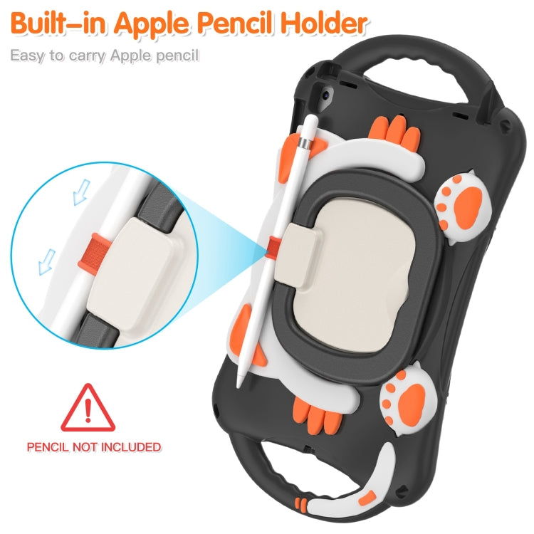 Cute Cat King Kids Shockproof Silicone Tablet Case with Holder & Shoulder Strap & Handle For iPad 9.7 2018 / 2017 / Air / Air 2 / Pro 9.7(Black Orange) - iPad 9.7 (2018) & (2017) Cases by buy2fix | Online Shopping UK | buy2fix