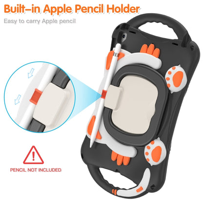 Cute Cat King Kids Shockproof Silicone Tablet Case with Holder & Shoulder Strap & Handle For iPad 9.7 2018 / 2017 / Air / Air 2 / Pro 9.7(Black Orange) - iPad 9.7 (2018) & (2017) Cases by buy2fix | Online Shopping UK | buy2fix