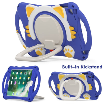 Cute Cat King Kids Shockproof Silicone Tablet Case with Holder & Shoulder Strap & Handle For iPad 9.7 2018 / 2017 / Air / Air 2 / Pro 9.7(Dark Blue) - iPad 9.7 (2018) & (2017) Cases by buy2fix | Online Shopping UK | buy2fix