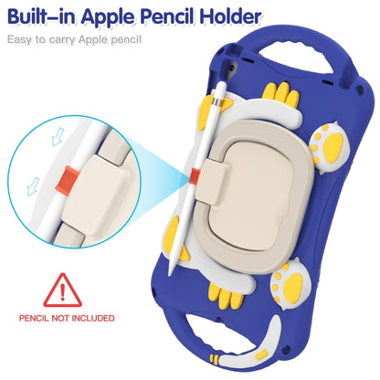 Cute Cat King Kids Shockproof Silicone Tablet Case with Holder & Shoulder Strap & Handle For iPad 9.7 2018 / 2017 / Air / Air 2 / Pro 9.7(Dark Blue) - iPad 9.7 (2018) & (2017) Cases by buy2fix | Online Shopping UK | buy2fix