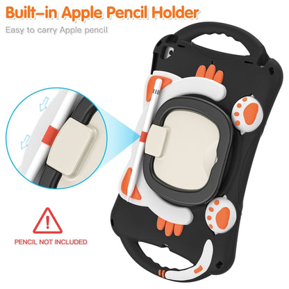 Cute Cat King Kids Shockproof Silicone Tablet Case with Holder & Shoulder Strap & Handle For iPad 10.2 2019 / 2020 / 2021 / Pro 10.5(Black Orange) - iPad 10.2 Cases by buy2fix | Online Shopping UK | buy2fix