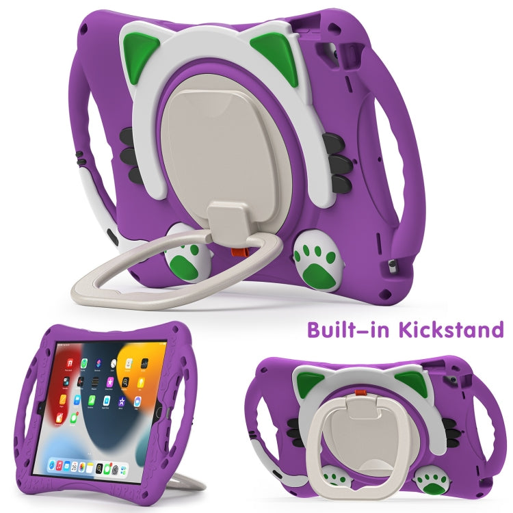 Cute Cat King Kids Shockproof Silicone Tablet Case with Holder & Shoulder Strap & Handle For iPad 10.2 2019 / 2020 / 2021 / Pro 10.5(Purple) - iPad 10.2 Cases by buy2fix | Online Shopping UK | buy2fix