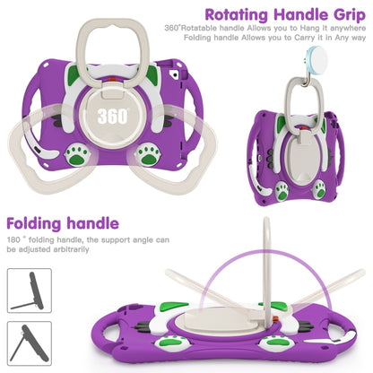 Cute Cat King Kids Shockproof Silicone Tablet Case with Holder & Shoulder Strap & Handle For iPad 10.2 2019 / 2020 / 2021 / Pro 10.5(Purple) - iPad 10.2 Cases by buy2fix | Online Shopping UK | buy2fix