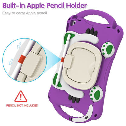 Cute Cat King Kids Shockproof Silicone Tablet Case with Holder & Shoulder Strap & Handle For iPad 10.2 2019 / 2020 / 2021 / Pro 10.5(Purple) - iPad 10.2 Cases by buy2fix | Online Shopping UK | buy2fix