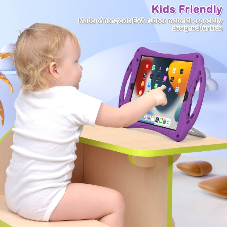 Cute Cat King Kids Shockproof Silicone Tablet Case with Holder & Shoulder Strap & Handle For iPad 10.2 2019 / 2020 / 2021 / Pro 10.5(Purple) - iPad 10.2 Cases by buy2fix | Online Shopping UK | buy2fix