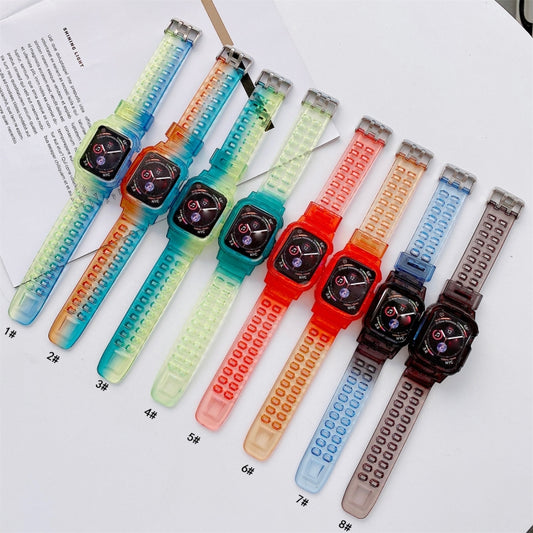 Jelly Gradient Transparent TPU Strap Watch Band For Apple Watch Ultra 49mm&Watch Ultra 2 49mm / Series 9&8&7 45mm / SE 3&SE 2&6&SE&5&4 44mm / 3&2&1 42mm(3) by buy2fix