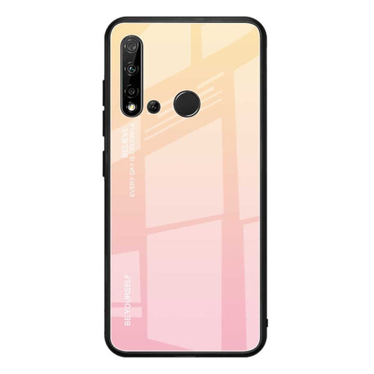 For Huawei Nova 5i / P20 Lite 2019 Gradient Color Glass Case(Yellow)