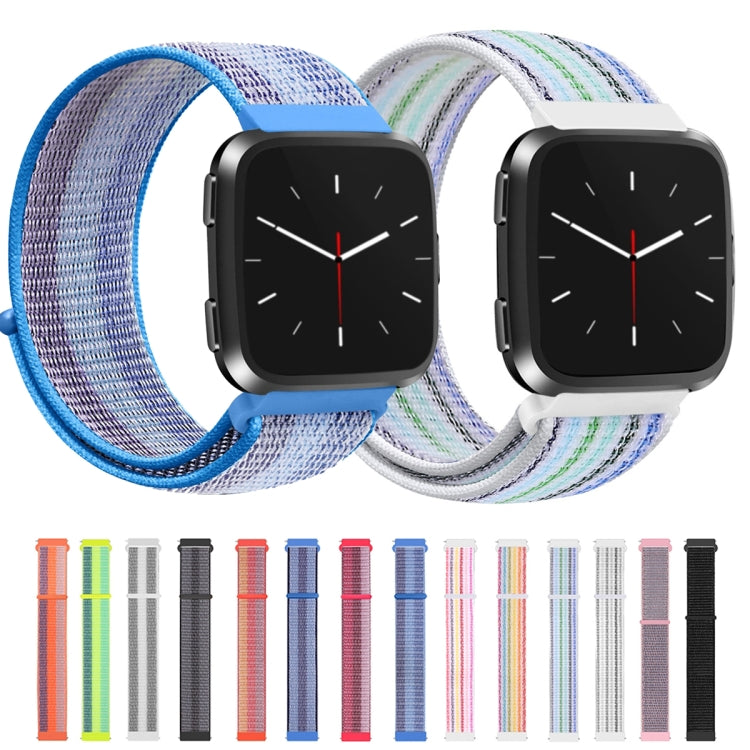 For Fitbit Versa 1 / 2 Universal Nylon Strap Watch Band(White Pinstripe) - Watch Bands by buy2fix | Online Shopping UK | buy2fix